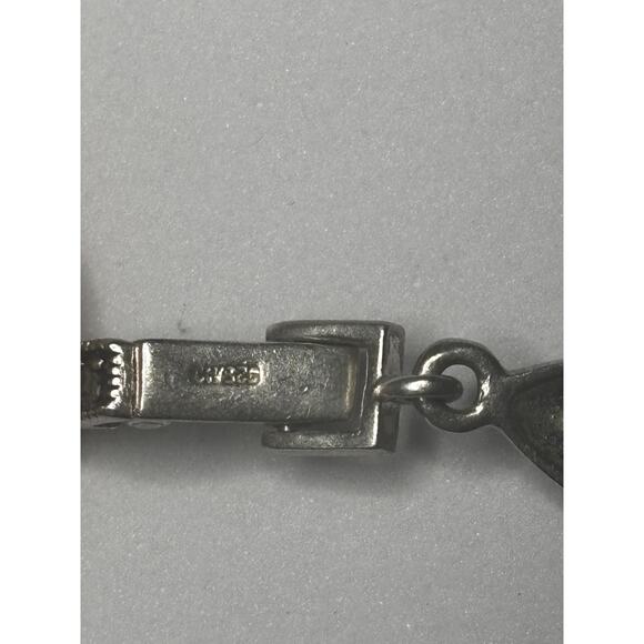 Vintage CW Sterling Silver Marcasite Link Bracelet Art Deco Revival - Picture 10 of 10
